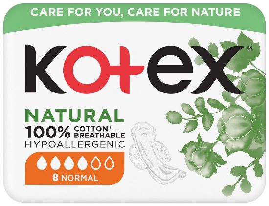 Pilt Kotex hügieeniside Natural 100% Cotton Normal 8tk