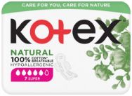 Pilt Kotex hügieeniside Natural 100% Cotton Super 7tk