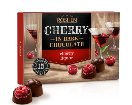 Pilt Roshen assortiikommid Cherry šokolaadis kirsilikööriga 155g