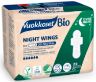 Pilt Vuokkoset hügieeniside 100%Bio Night Wings 9tk