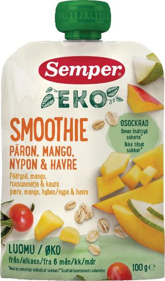 Pilt Semper ECO puuviljapüree pirn-mango-kibuvitsa-kaera 100g 6k
