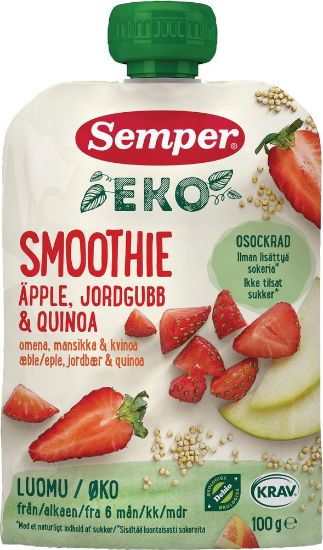 Pilt Semper ECO puuviljapüree õun-kinoa-maasika 100g 6k