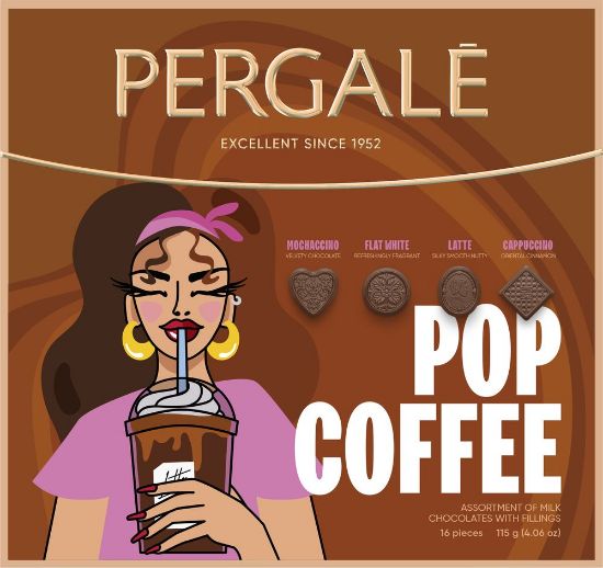 Pilt Pergale piimašokolaadi assortii Pop Coffee 115g