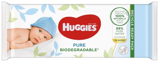Pilt Huggies niisked salvrätikud Biodegradable Pure 56tk