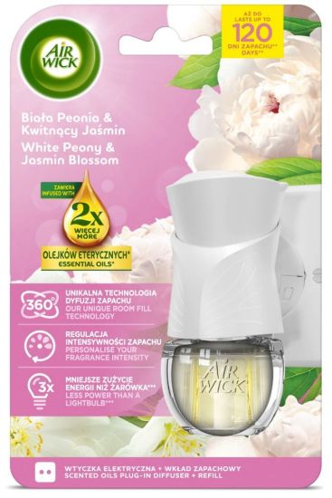 Pilt AIR WICK Electrical White Peony & Jasmine Blossom komplekt 19 ML