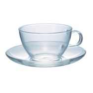 Pilt HARIO klaasist teetass alustassiga 230ml