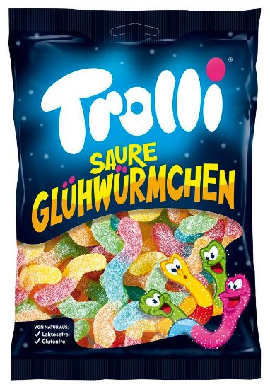 Pilt Trolli kummikommid Sour Glowworms 100g