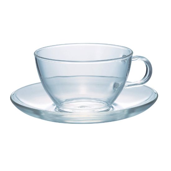 Pilt HARIO klaasist teetass alustassiga 230ml