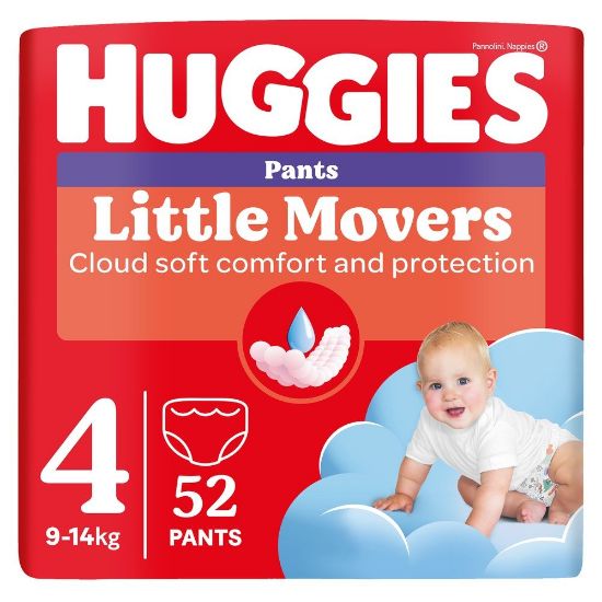 Pilt Huggies püksmähkmed Pants Little Movers 4 Boy 9-14kg 52tk