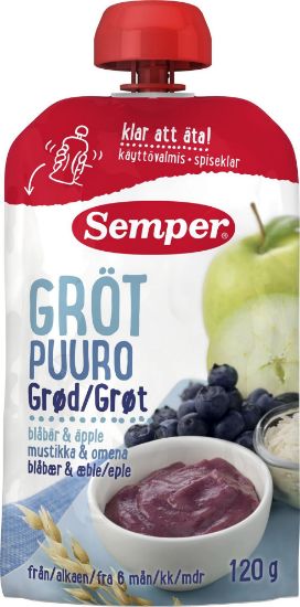 Pilt (PARIM ENNE) Semper kaerahelbepuder mustikate ja õuntega 120g 6k