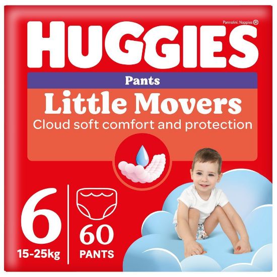 Pilt Huggies püksmähkmed Little Movers 6 Box Boy 15-25kg 60tk