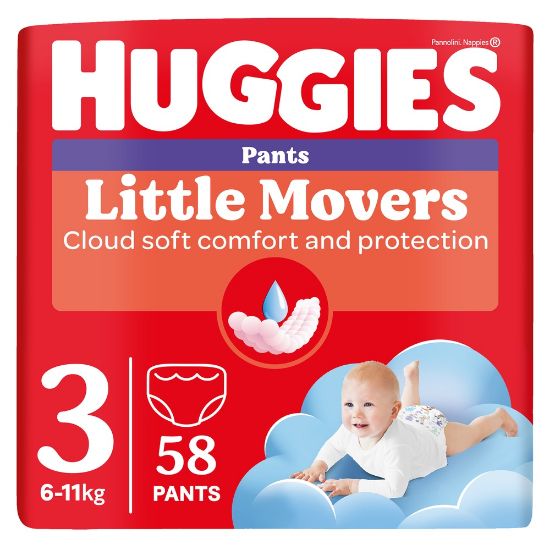 Pilt Huggies püksmähkmed Pants Little Movers 3 Boy 6-11kg 58tk