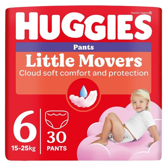 Pilt Huggies püksmähkmed Pants Little Movers 6 Girl 15-25kg 30tk