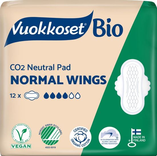 Pilt Vuokkoset hügieeniside 100% Bio Normal Wings 12tk