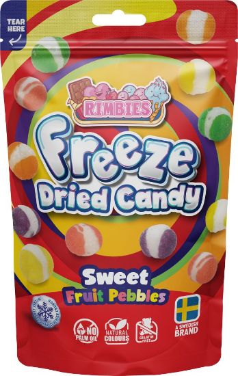 Pilt RIMBIES Külmkuivatatud kommid Crunchy Fruit Pebbles, 50g