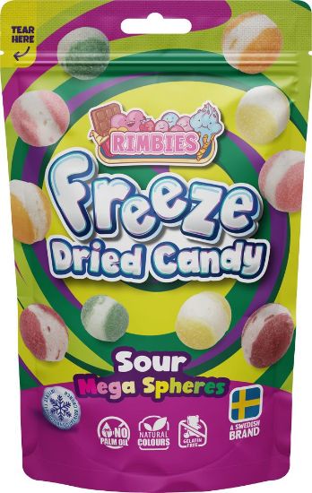 Pilt RIMBIES Külmkuivatatud kommid Sour Mega Spheres, 50g