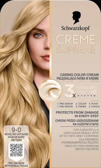Pilt Schwarzkopf Crème Supreme 9-0 LOOMULIK HELEBLOND