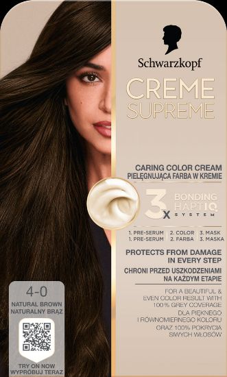 Pilt Schwarzkopf Crème Supreme 4-0 LOOMULIK TUMEPRUUN
