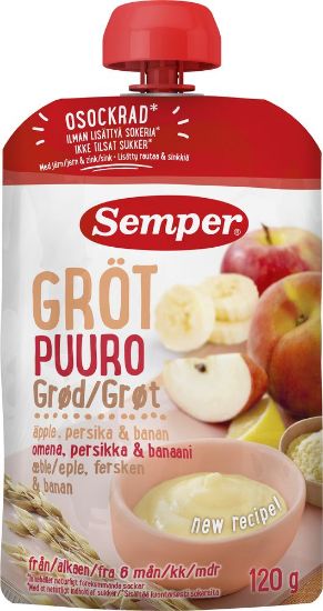 Pilt Semper kaerapuder õuna, virsiku ja banaaniga, 120g