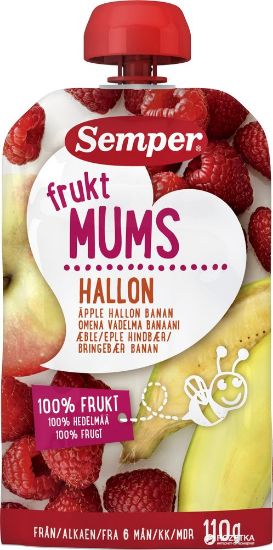 Pilt Semper puuviljapüree õuna-vaarika-banaani 110g 6k