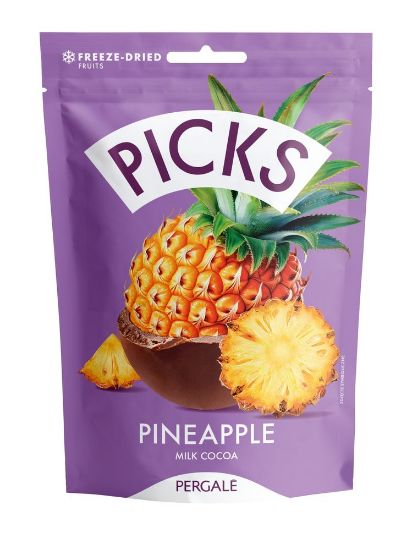 Pilt Pergale Picks külmkuivatatud ananassipüree glasuuris 90g